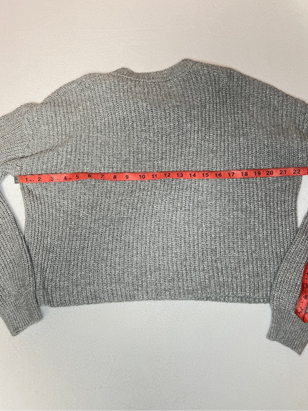 BP Nordstrom Gray Ribbed Knit Sweater Small Cropped Crewneck Capsule Cozy Top - Picture 5 of 6
